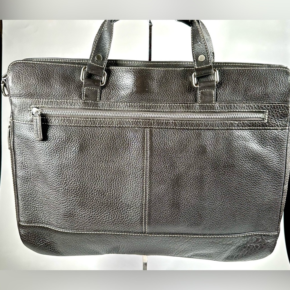 Levenger Dark Brown Carrie Messenger Expandable Laptop Leather Bag - Picture 4 of 8